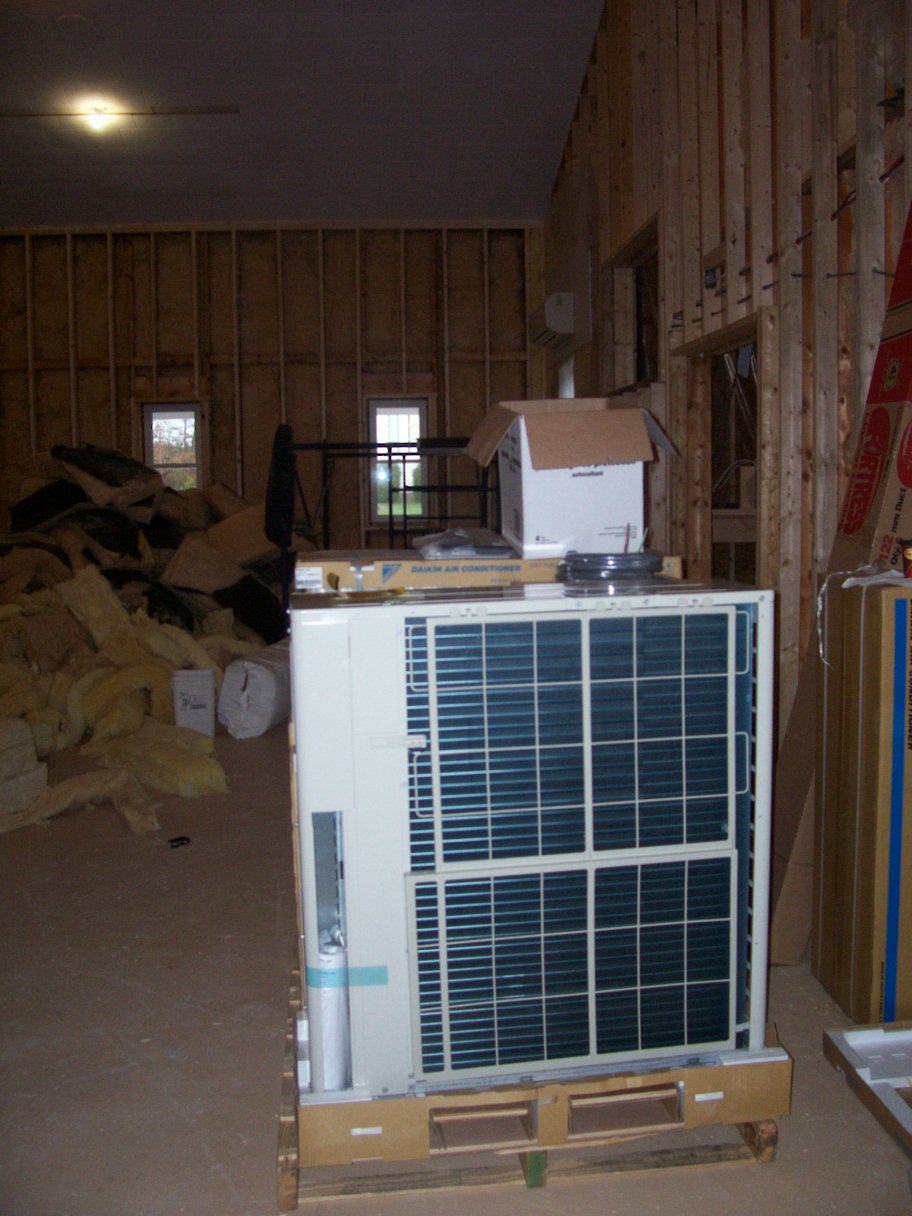 Installing heat pumps.