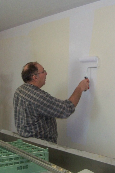 Painting in the kitchen.